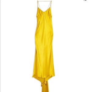 Gold slip dress with train